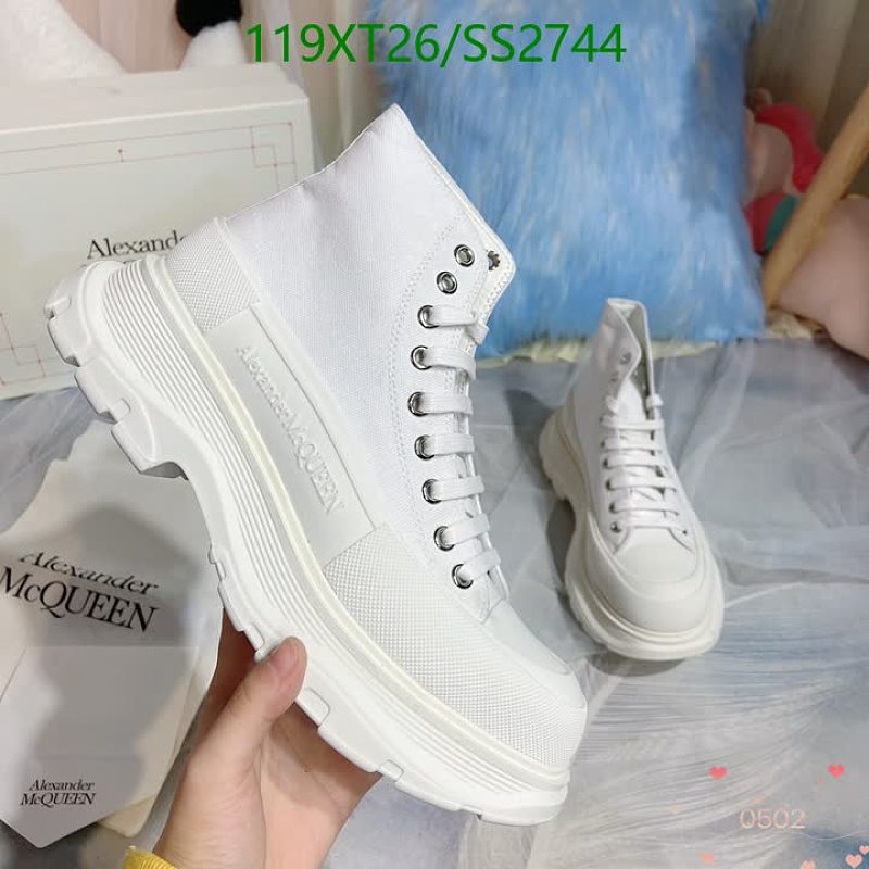 Alexander McQueen Canvas & Sheepskin Women's High-Top Lace-Up Boots
