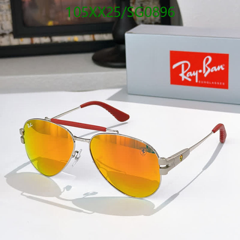 Ray-Ban Aviator Sunglasses with Mirrored Orange Lenses and Red Accents