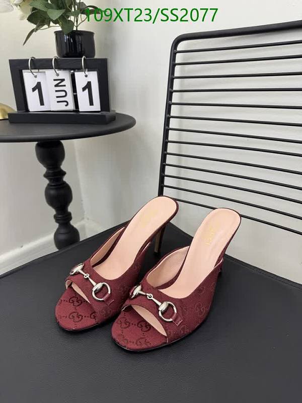 Gucci Women's Burgundy Monogram Horsebit Mule Heels EU 35-42