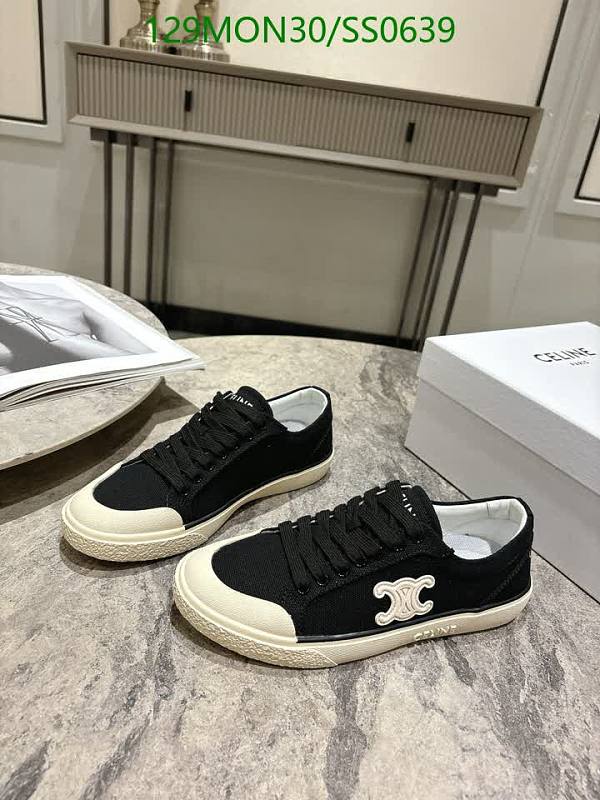 Celine Women's Black Canvas Low-Top Sneakers with Cream Soles