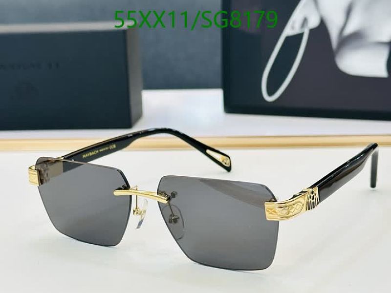 Maybach Rimless Hexagonal Sunglasses with Gold Accents - SG8179