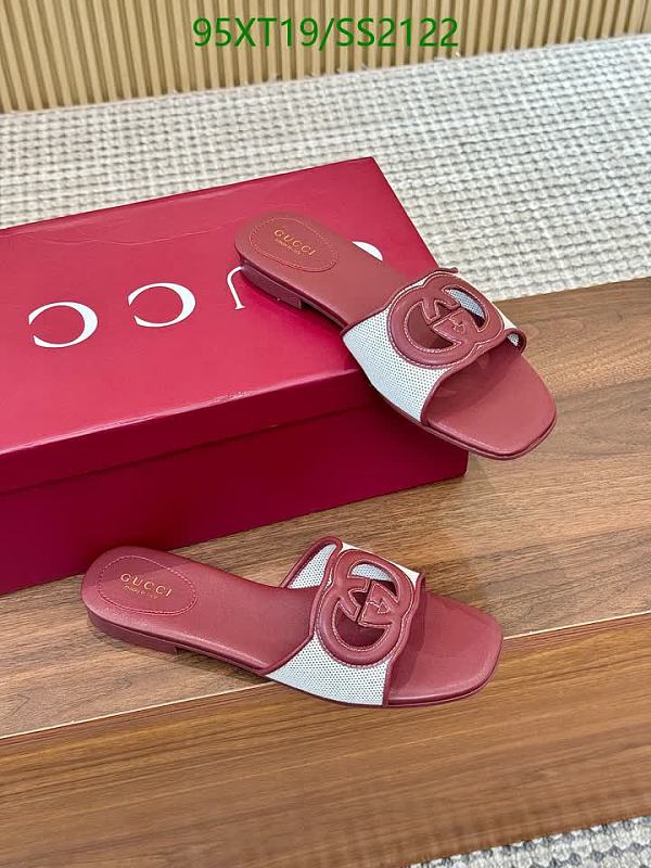 Gucci Women's Red Canvas Slide Sandals