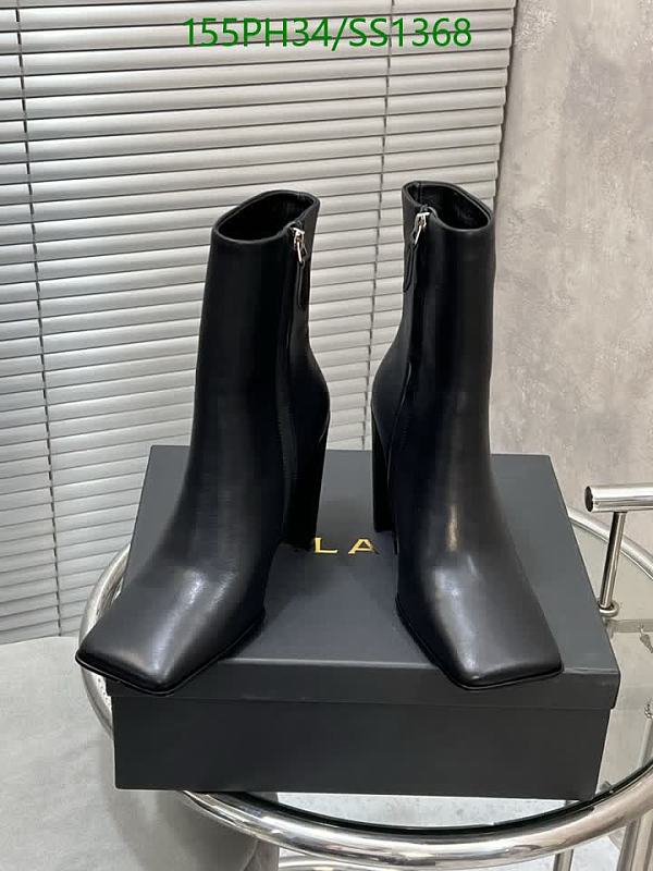 Alaia Women's Black Leather Square Toe Heeled Ankle Boots
