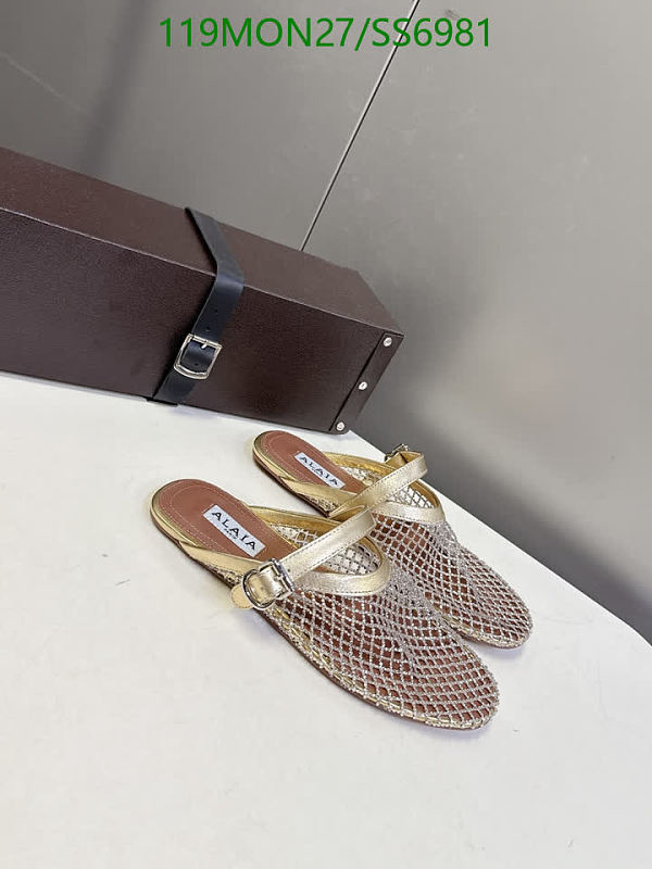 Alaia Women's Mesh Mule Flats - Elegant Gold Slip-On Shoes