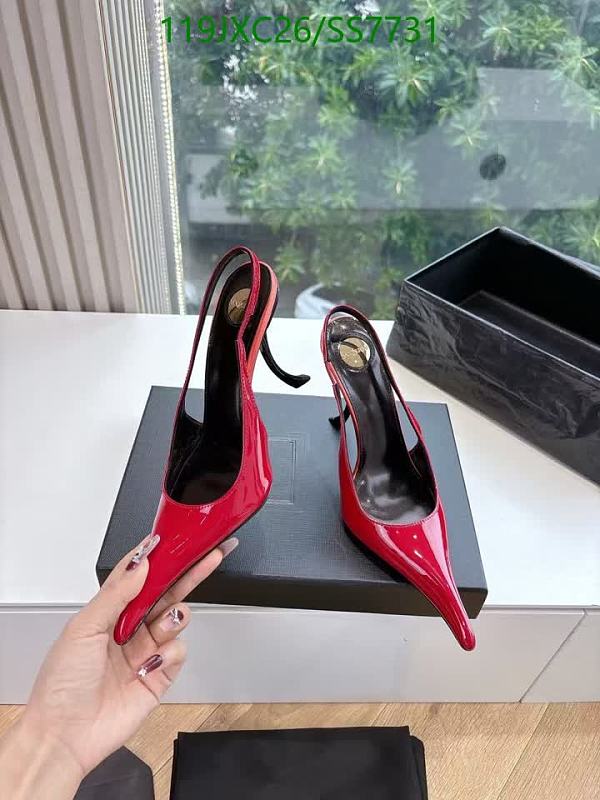 Yves Saint Laurent Slingback Pointed Toe High Heel Pumps - Red Patent Leather