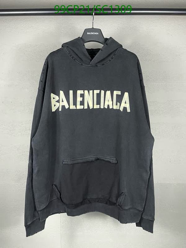 Balenciaga Logo Print Distressed Hoodie - Charcoal Grey