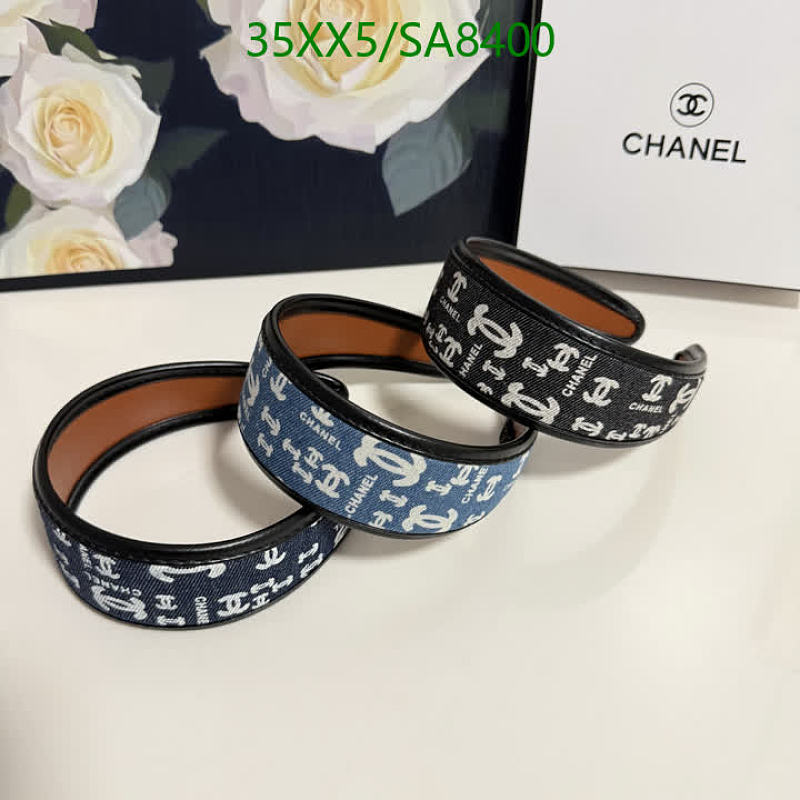 Chanel Denim & Leather CC Logo Cuff Bracelet
