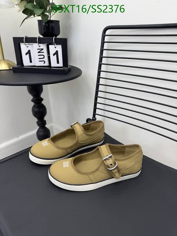 Miu Miu Women's Tan Canvas Mary Jane Flats Shoes EU 35-40