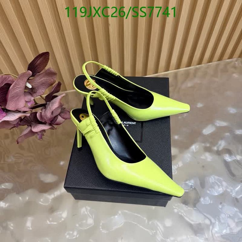 Yves Saint Laurent Women's Neon Yellow Leather Slingback Heels