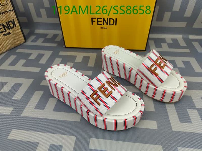 Fendi Women's Striped Wedge Platform Slides EU 35-42