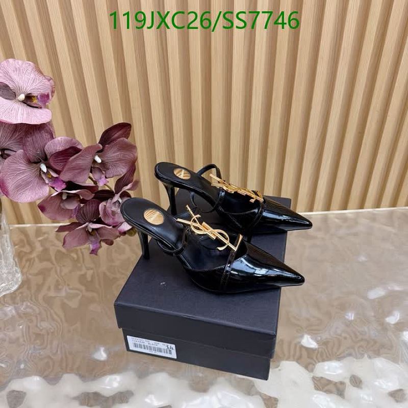 Yves Saint Laurent Women's Black Patent Leather Mules - 7CM Heel